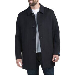 COLE HAAN Navy Wool And Cashmere Blend Car Coat